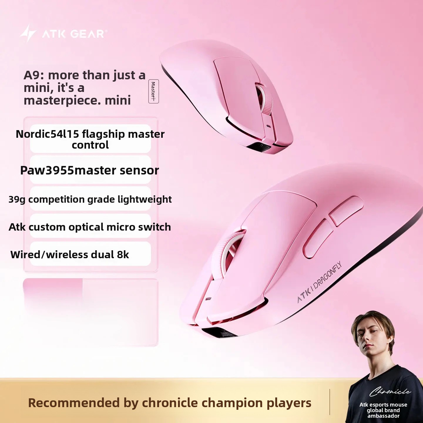Ultimate Esports Gaming - Ratón para Juegos ATK Dragonfly A9