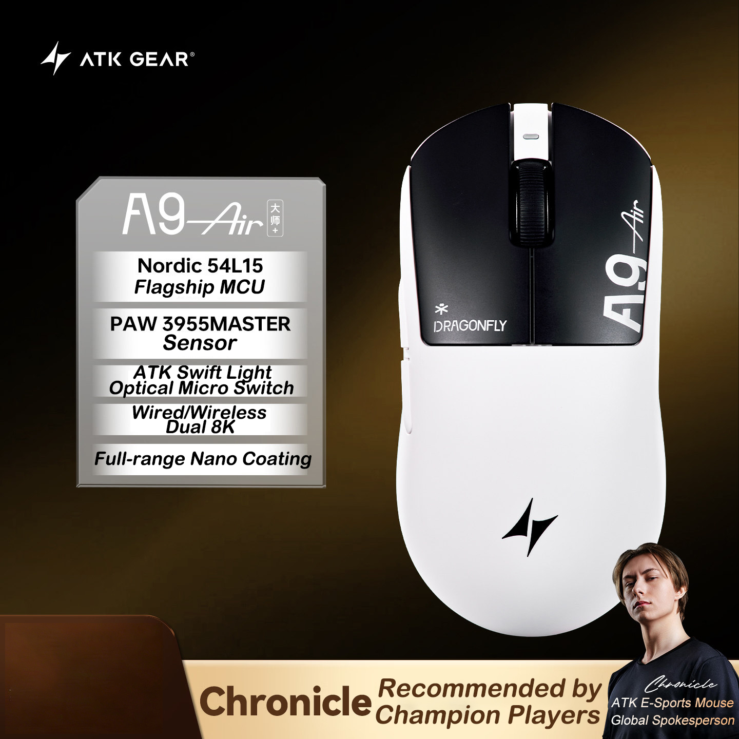 Ultimate Esports Gaming - Mouse para Juegos ATK A9 Air