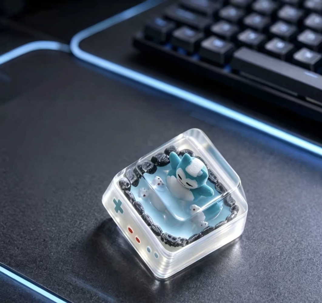 Keyboard Tenkeyless - Tecla Pokémon Snorlax de Resina Translúcida,