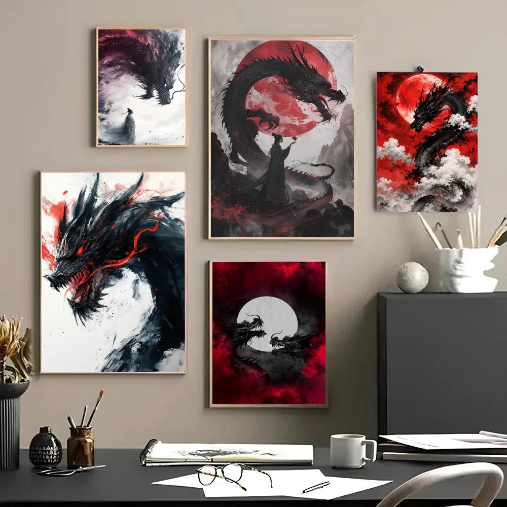 Póster de dragón negro, pegati - Esports And Gaming Lounge reseña y precio